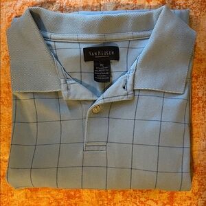 Van Heusen Light Blue Grid Polo Shirt